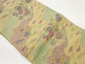 手織り紬秋草に笹模様織出し名古屋帯